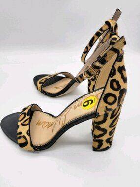 Sam Edelman Yaro Calf‎ Hair Sandal Sz 9 Leopard Print Block Heel
